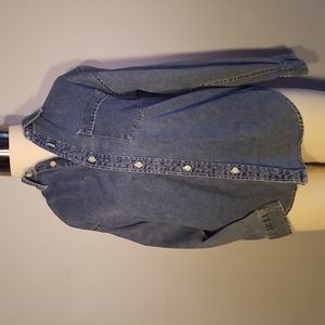 GAP DENIM SHIRT Long Sleeve Button Classic Blue Heavy weight Size XL (12)
